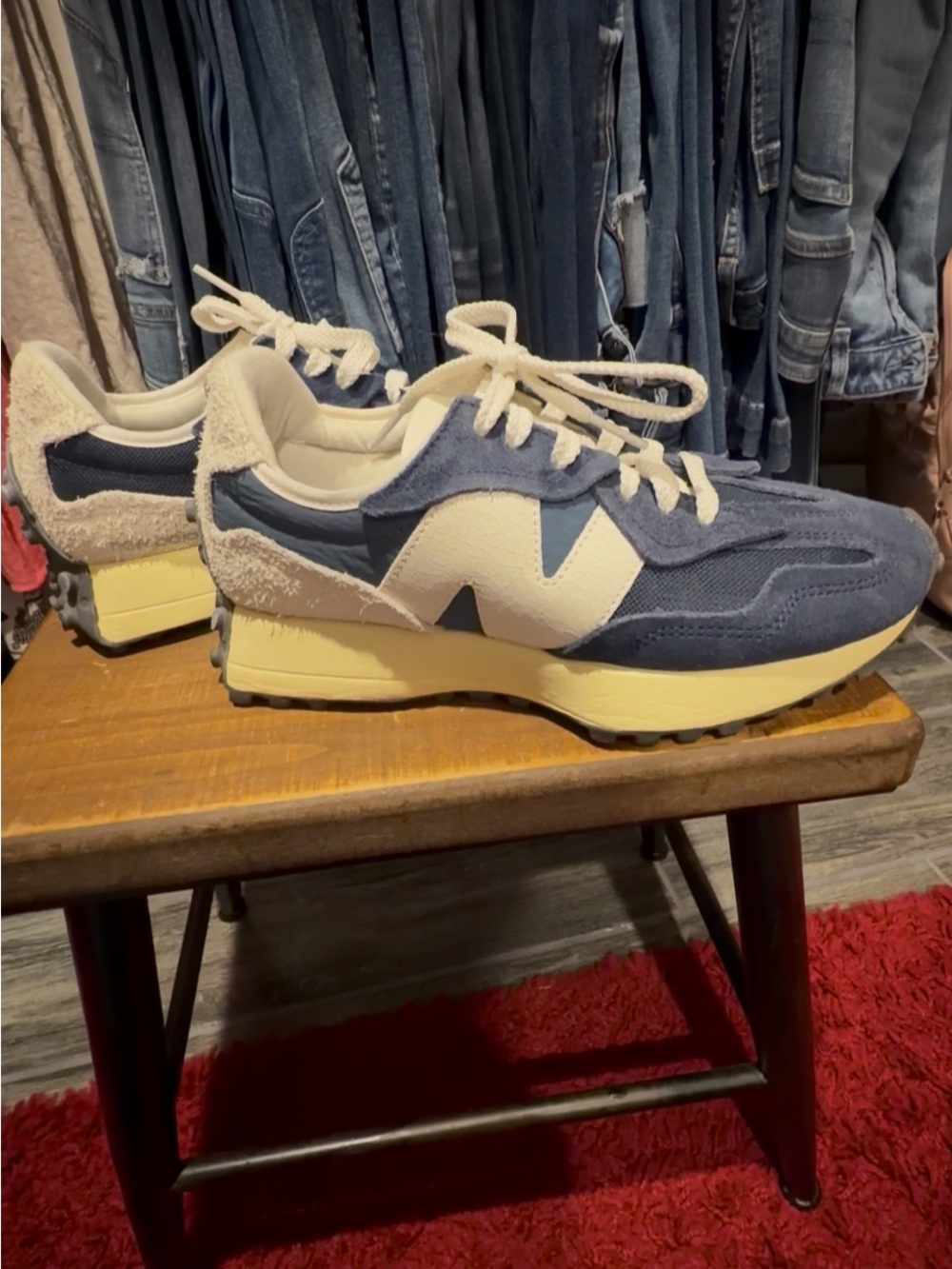 New Balance Navy and Cream Retro Runner Sneakers